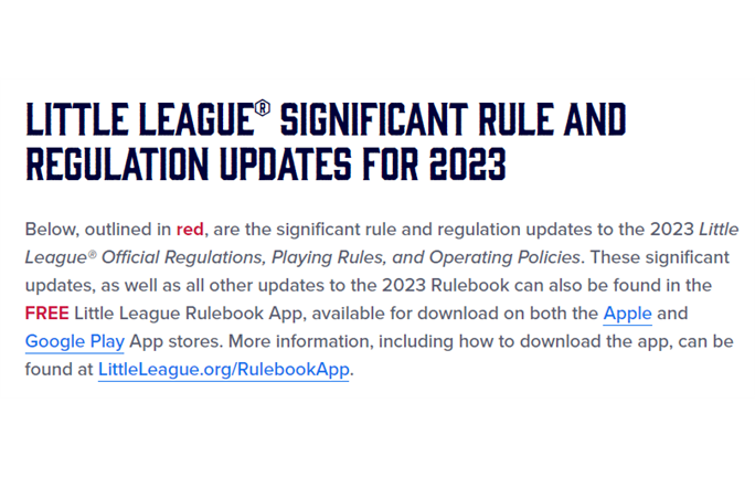 Little League Rule Updates 2023